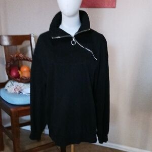 Women's Black Top with Zipper Detail